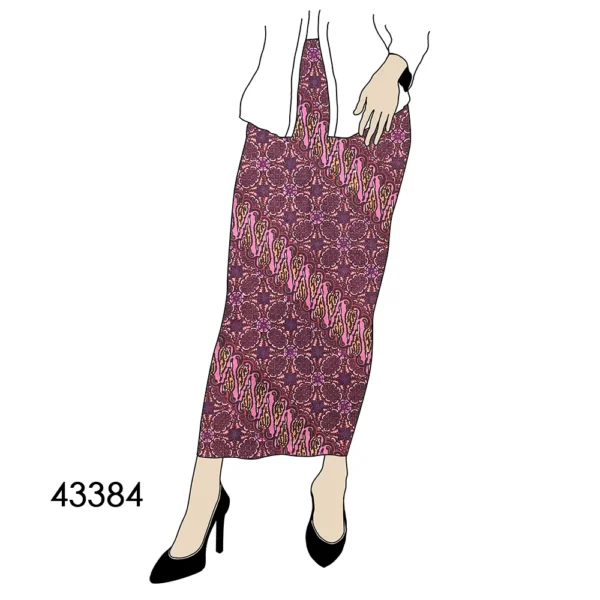 BATIK KATUN 2.5M PARANG SELING KAWUNG UNGU BATIK NYONYA INDO - Image 3