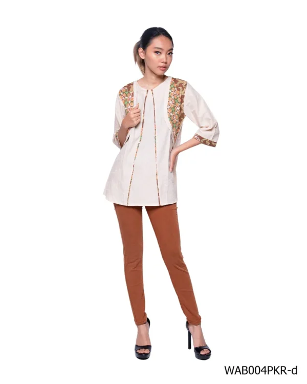 BATIK BLOUSE KATUN EMBOS MOTIF KAWUNG KREM LIMITED MISSELLE - Image 2
