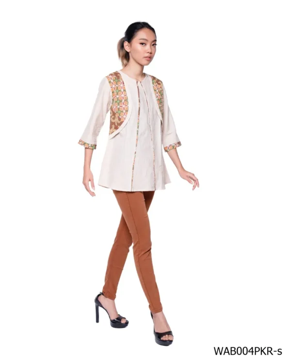 BATIK BLOUSE KATUN EMBOS MOTIF KAWUNG KREM LIMITED MISSELLE - Image 3