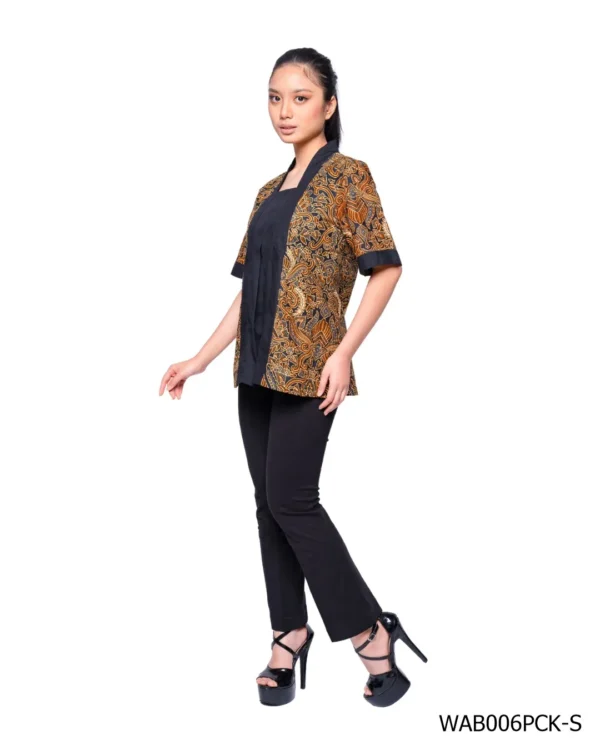 BATIK BLOUSE KATUN MOTIF PISANG BALI COKLAT LIMITED MISSELLE - Image 3