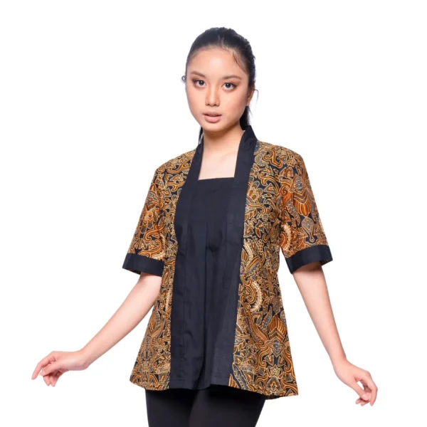 BATIK BLOUSE KATUN MOTIF PISANG BALI COKLAT LIMITED MISSELLE