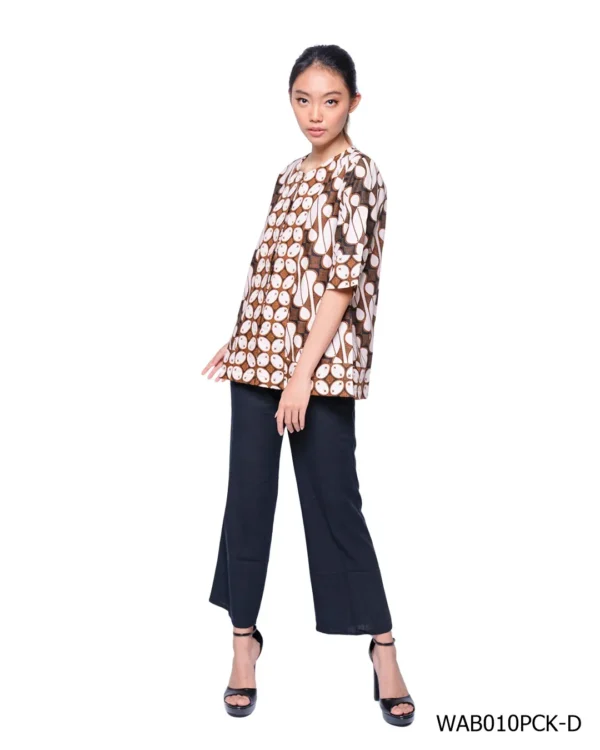 BATIK BLOUSE KATUN MOTIF BADAN PARANG KOMBINASI KAWUNG SOGAN PUTIH LIMITED MISSELLE - Image 2