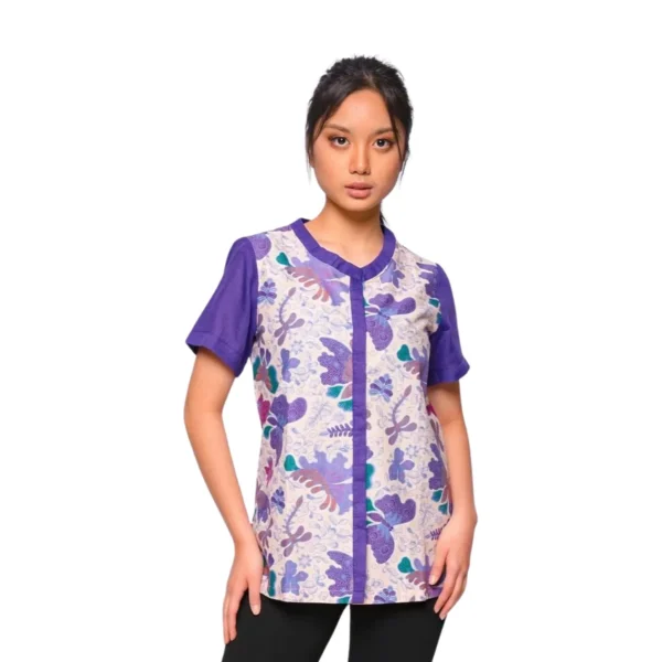 BATIK BLOUSE KATUN MOTIF TABURAN KUPU WARNA PINK, UNGU BIRU, KUNING, HIJAU, UNGU MERAH LIMITED MISSELLE - Image 2