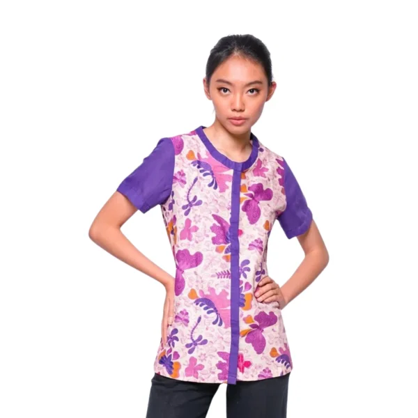 BATIK BLOUSE KATUN MOTIF TABURAN KUPU WARNA PINK, UNGU BIRU, KUNING, HIJAU, UNGU MERAH LIMITED MISSELLE - Image 5