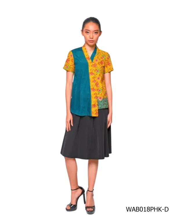 BATIK BLOUSE KATUN MOTIF LAR-LARAN KEMBANG BULAT KOMBINASI HIJAU KUNING LIMITED MISSELE - Image 2