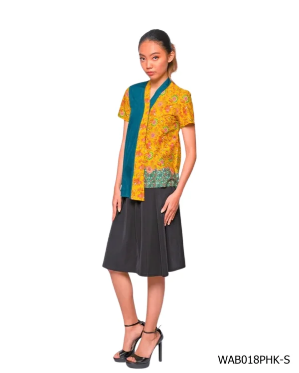 BATIK BLOUSE KATUN MOTIF LAR-LARAN KEMBANG BULAT KOMBINASI HIJAU KUNING LIMITED MISSELE - Image 3