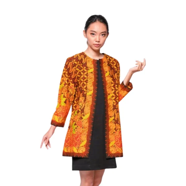BATIK OUTER KATUN MOTIF PARANG KAWUNG UNGU BIRU, KUNING, UNGU MERAH LIMITED MISSELLE - Image 2