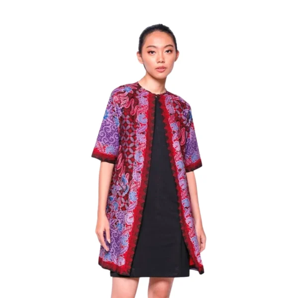 BATIK OUTER KATUN MOTIF PARANG KAWUNG UNGU BIRU, KUNING, UNGU MERAH LIMITED MISSELLE - Image 3