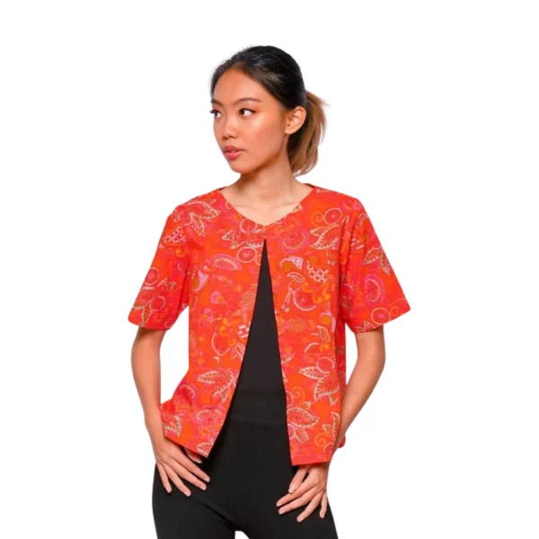 BATIK OUTER KATUN MOTIF UKEL BUNGA ORANGE, MERAH, KREM, COKLAT, HIJAU, HIJAU TUA, KUNING HIJAU  LIMITED MISSELLE - Image 2