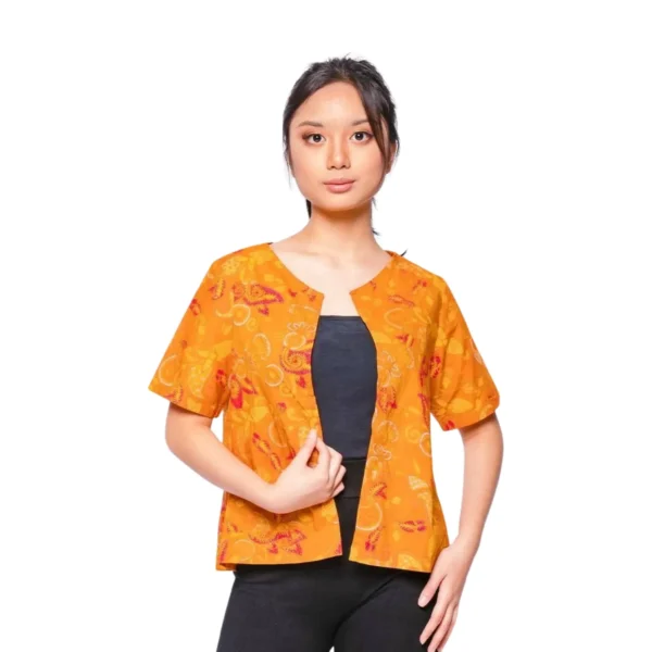 BATIK OUTER KATUN MOTIF UKEL BUNGA ORANGE, MERAH, KREM, COKLAT, HIJAU, HIJAU TUA, KUNING HIJAU  LIMITED MISSELLE - Image 3