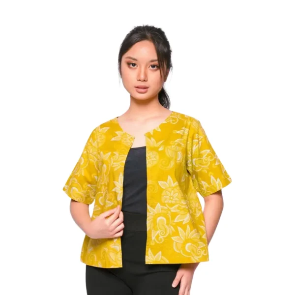 BATIK OUTER KATUN MOTIF UKEL BUNGA ORANGE, MERAH, KREM, COKLAT, HIJAU, HIJAU TUA, KUNING HIJAU  LIMITED MISSELLE - Image 5