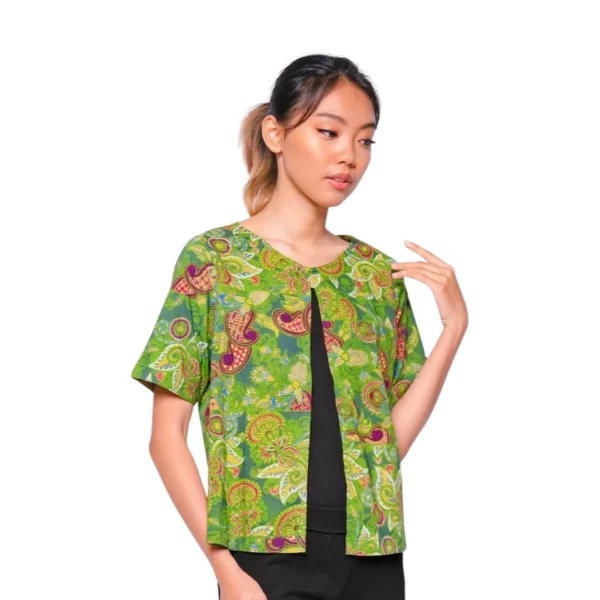 BATIK OUTER KATUN MOTIF UKEL BUNGA ORANGE, MERAH, KREM, COKLAT, HIJAU, HIJAU TUA, KUNING HIJAU  LIMITED MISSELLE - Image 6