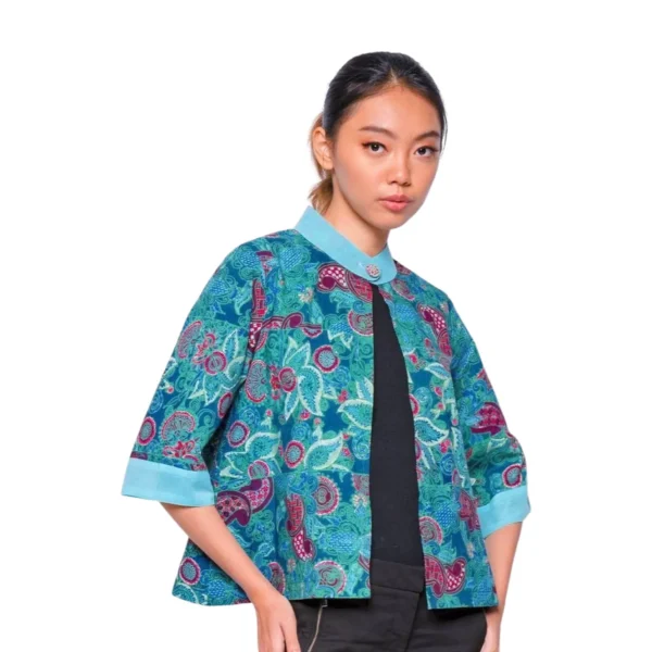 BATIK OUTER KATUN MOTIF UKEL BUNGA ORANGE, MERAH, KREM, COKLAT, HIJAU, HIJAU TUA, KUNING HIJAU  LIMITED MISSELLE - Image 9