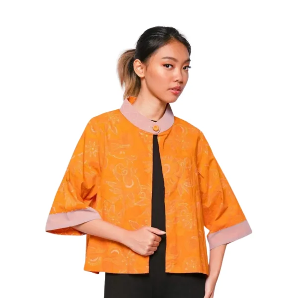 BATIK OUTER KATUN MOTIF UKEL BUNGA ORANGE, MERAH, KREM, COKLAT, HIJAU, HIJAU TUA, KUNING HIJAU  LIMITED MISSELLE - Image 9