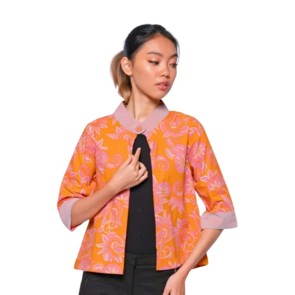 BATIK OUTER KATUN MOTIF UKEL BUNGA ORANGE, MERAH, KREM, COKLAT, HIJAU, HIJAU TUA, KUNING HIJAU  LIMITED MISSELLE - Image 10