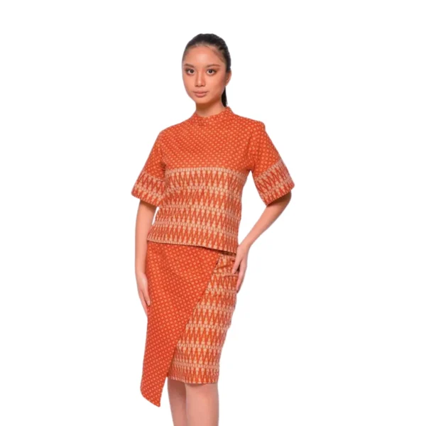 BATIK SET ROK & BLOUSE KATUN MOTIF TRUNTUM TIRTOTEJO ORANGE, BIRU, MERAH LIMITED MISSELLE