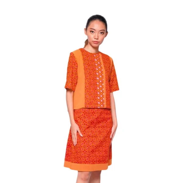 BATIK SET ROK & BLOUSE KATUN MOTIF KAWUNG HIJAU, ORANGE, MERAH, COKLAT LIMITED MISSELLE - Image 2