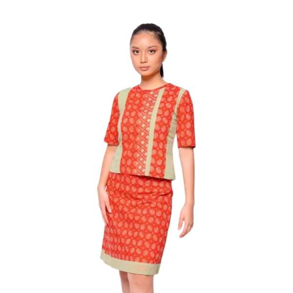 BATIK SET ROK & BLOUSE KATUN MOTIF KAWUNG HIJAU, ORANGE, MERAH, COKLAT LIMITED MISSELLE - Image 3