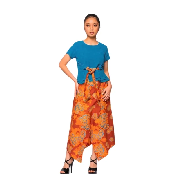 BATIK SET ROK & BLOUSE KATUN POLOS MOTIF BUNGA ORANGE, BIRU, HIJAU, HIJAU TUA, UNGU BIRU LIMITED MISSELLE