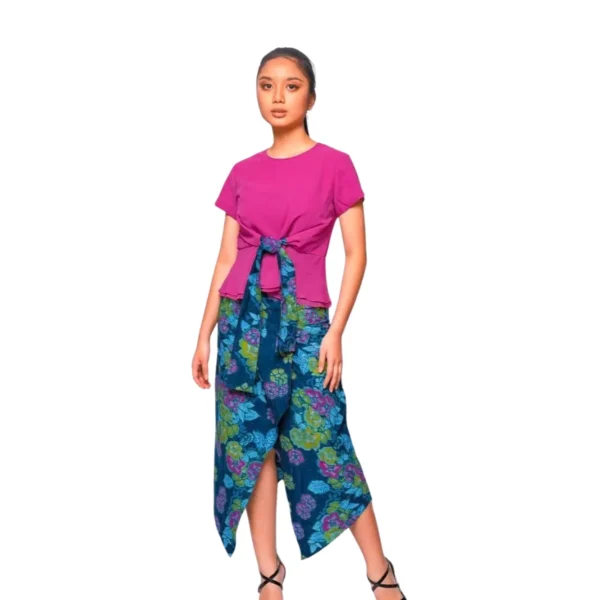 BATIK SET ROK & BLOUSE KATUN POLOS MOTIF BUNGA ORANGE, BIRU, HIJAU, HIJAU TUA, UNGU BIRU LIMITED MISSELLE - Image 2