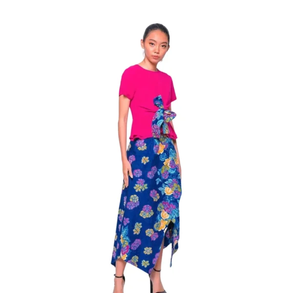 BATIK SET ROK & BLOUSE KATUN POLOS MOTIF BUNGA ORANGE, BIRU, HIJAU, HIJAU TUA, UNGU BIRU LIMITED MISSELLE - Image 5